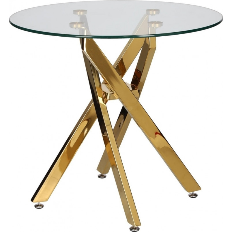 Stolik szklany Amber 60cm złota podstawa | Intesi