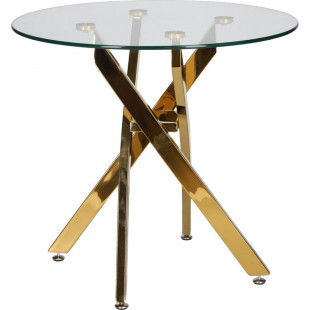 Stolik szklany Amber 60cm złota podstawa | Intesi