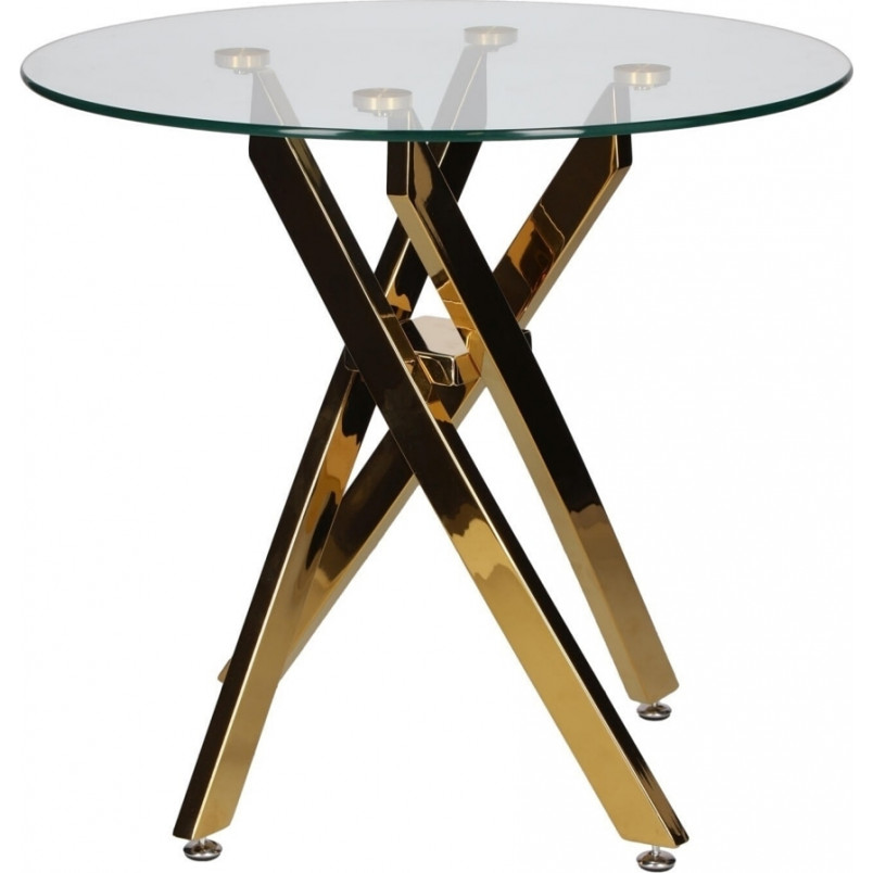 Stolik szklany Amber 60cm złota podstawa | Intesi
