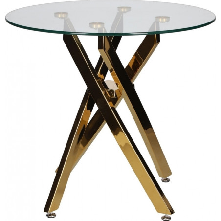 Stolik szklany Amber 60cm złota podstawa | Intesi