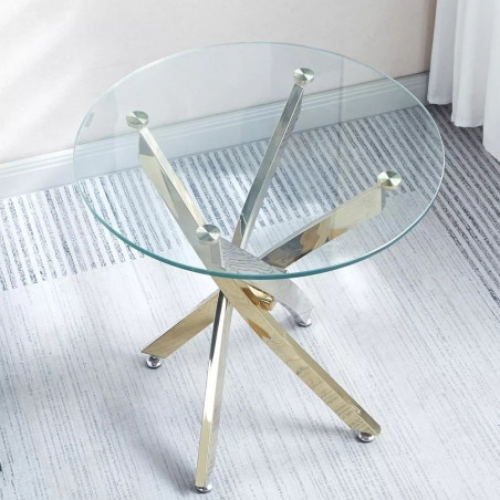Stolik szklany Amber 60cm złota podstawa | Intesi