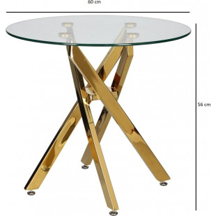 Stolik szklany Amber 60cm złota podstawa | Intesi