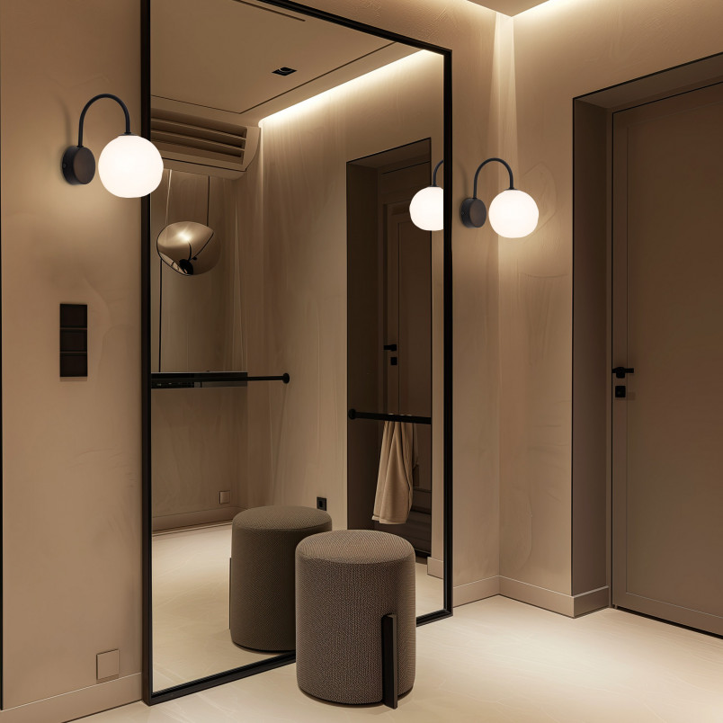 Kinkiet Misty TK Lighting - Szklana Kula | Biały/Czarny