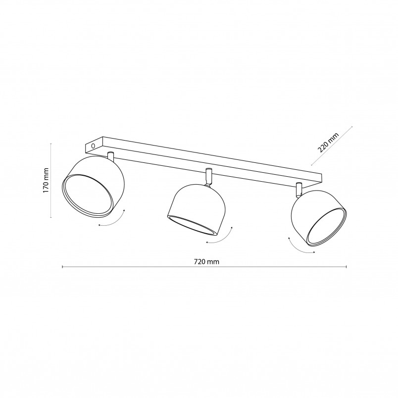 Reflektor sufitowy 3 punktowy Altea czarny TK Lighting | TK Lighting