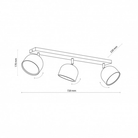Reflektor sufitowy 3 punktowy Altea czarny TK Lighting | TK Lighting