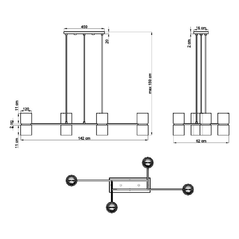 Lampa Wisząca Loft Kukkia Czarna | Thoro - 142cm