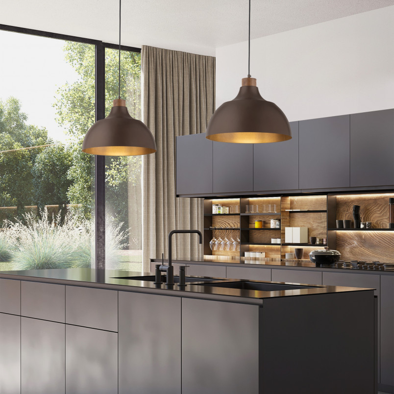 Lampa wisząca drewno Cap | Brązowa TK Lighting - Skandynawski Design