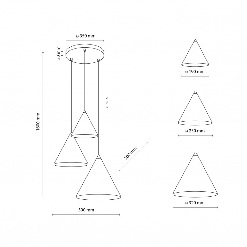Lampa Wisząca Cono Mix - Multikolor | TK Lighting