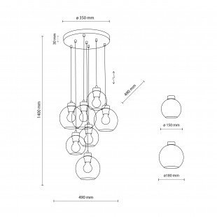 Lampa Wisząca Cubus VII - Szklane Kule, Loft | TK Lighting