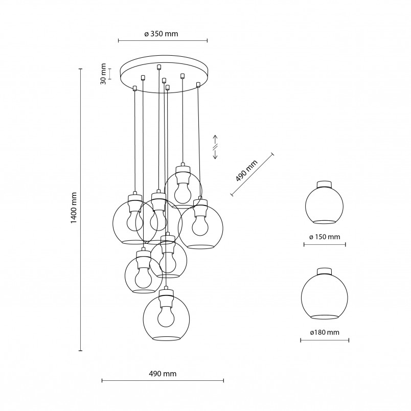 Lampa Wisząca Cubus VII - Szklane Kule, Loft | TK Lighting