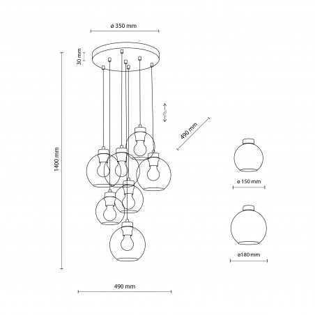 Lampa Wisząca Cubus VII - Szklane Kule, Loft | TK Lighting