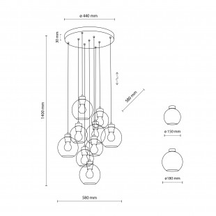 Lampa Wisząca Cubus IX - Szklane Kule, Loft | TK Lighting