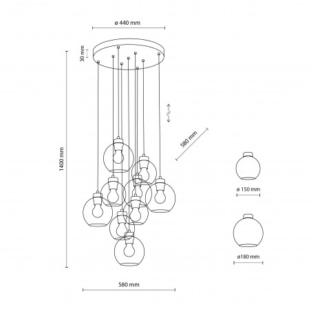Lampa Wisząca Cubus IX - Szklane Kule, Loft | TK Lighting