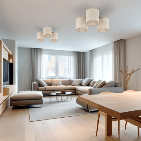Lampa sufitowa Deva len TK Lighting | 3 punkty, styl boho
