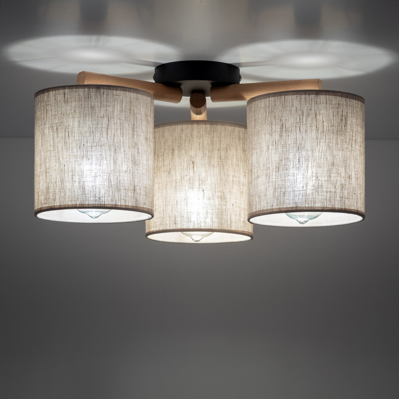 Lampa sufitowa Deva len TK Lighting | 3 punkty, styl boho