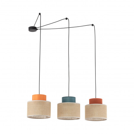 Lampa Wisząca Boho TK Lighting | 3 Punkty, Juta, Multikolor