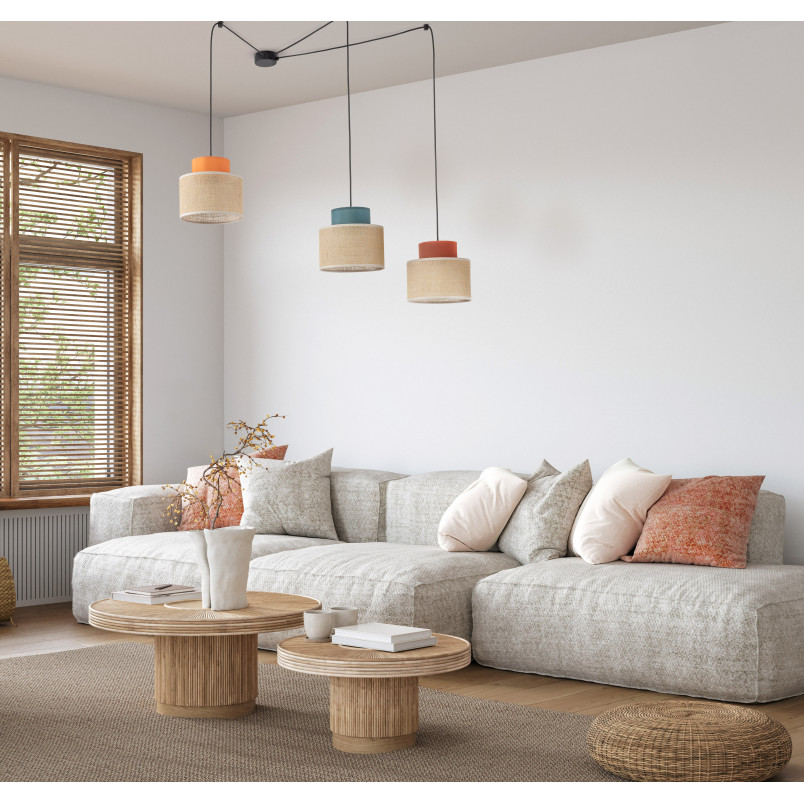 Lampa Wisząca Boho TK Lighting | 3 Punkty, Juta, Multikolor