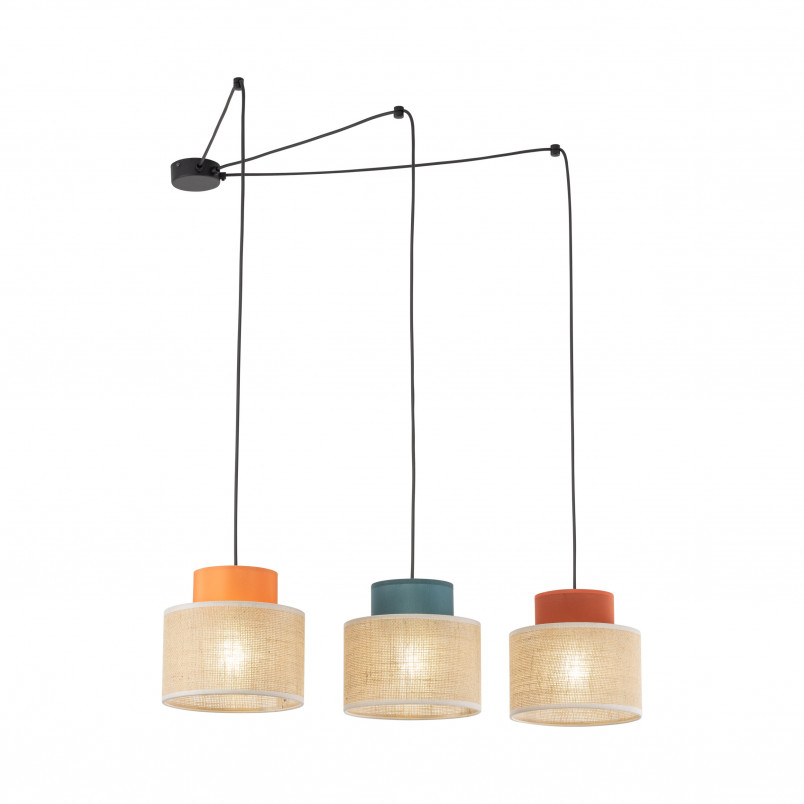 Lampa Wisząca Boho TK Lighting | 3 Punkty, Juta, Multikolor