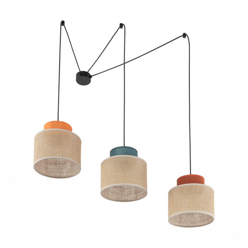 Lampa Wisząca Boho TK Lighting | 3 Punkty, Juta, Multikolor