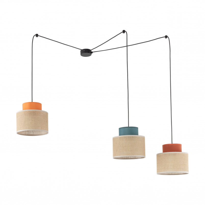 Lampa Wisząca Boho TK Lighting | 3 Punkty, Juta, Multikolor