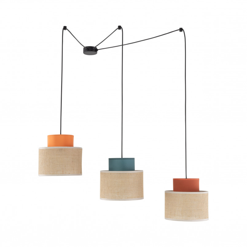 Lampa Wisząca Boho TK Lighting | 3 Punkty, Juta, Multikolor