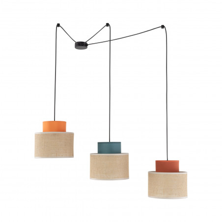 Lampa Wisząca Boho TK Lighting | 3 Punkty, Juta, Multikolor