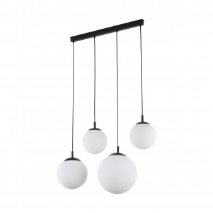 Lampa wisząca 4 szklane kule na listwie Esme 87cm biało-czarna TK Lighting