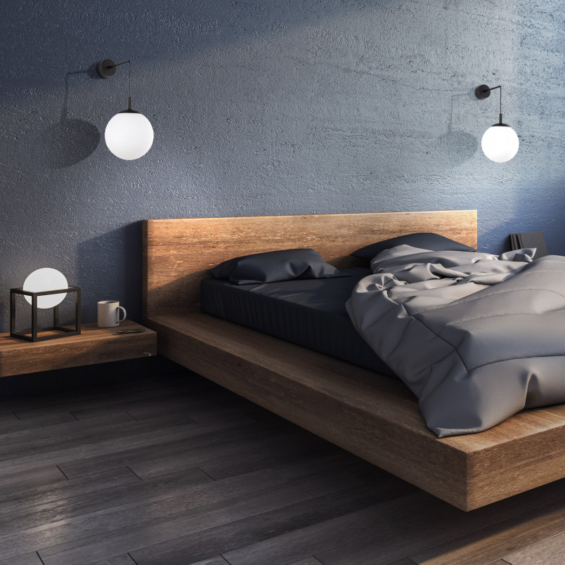 Kinkiet wiszący Esme TK Lighting - szklana kula, biały/czarny