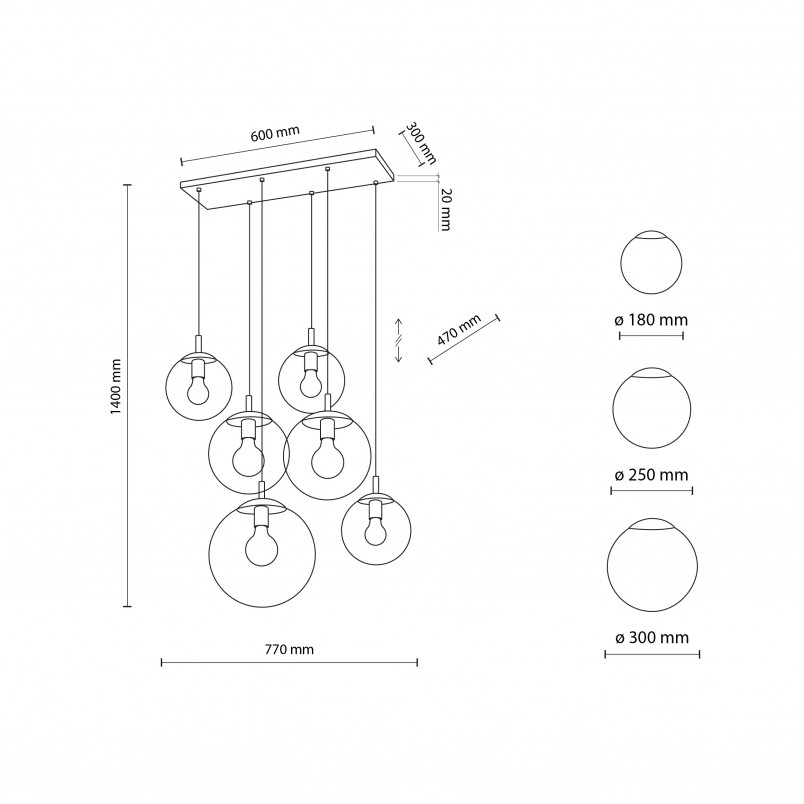 Lampa Esme VI - Szklane Kule, 77cm | TK Lighting