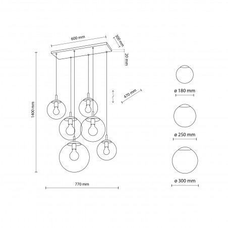 Lampa Esme VI - Szklane Kule, 77cm | TK Lighting