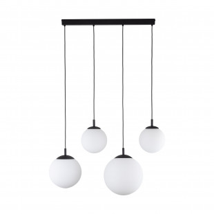 Lampa wisząca 4 szklane kule na listwie Esme 87cm biało-czarna TK Lighting