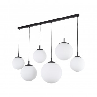 Lampa wisząca 6 szklanych kul na listwie Esme 130cm biały / czarny TK Lighting