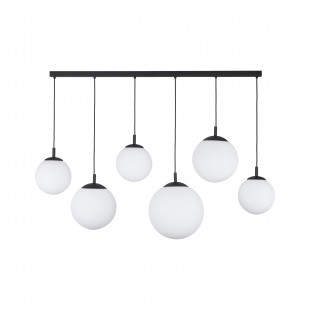 Lampa wisząca 6 szklanych kul na listwie Esme 130cm biały / czarny TK Lighting