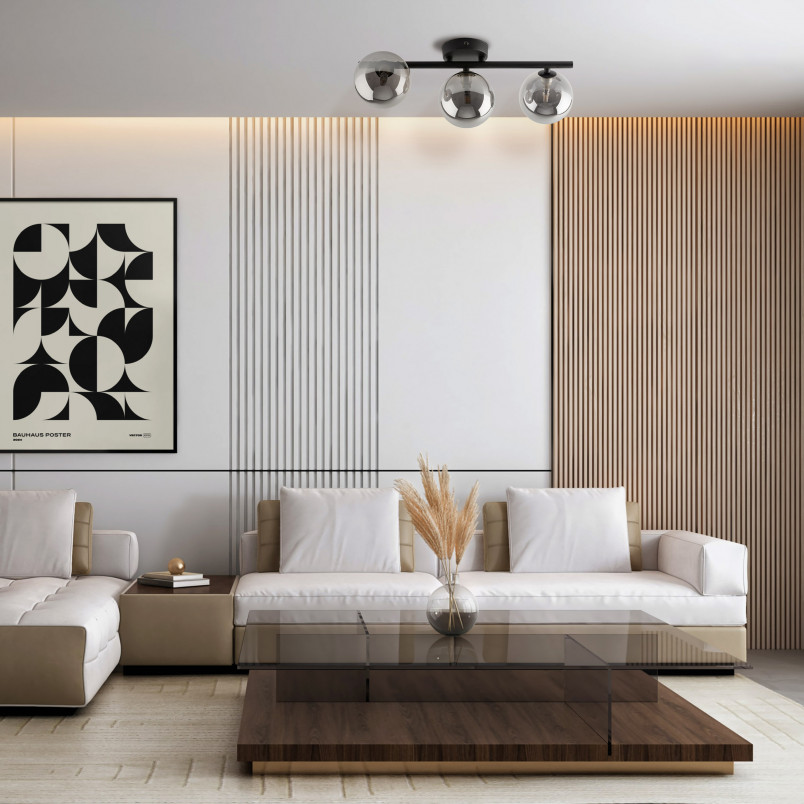 Plafon szklany Estera TK Lighting | 3 kule, grafit, lustrzany