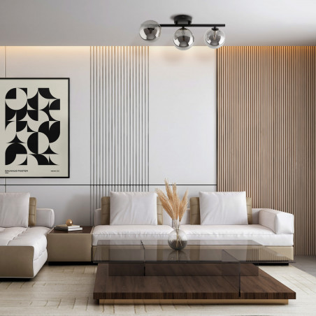 Plafon szklany Estera TK Lighting | 3 kule, grafit, lustrzany