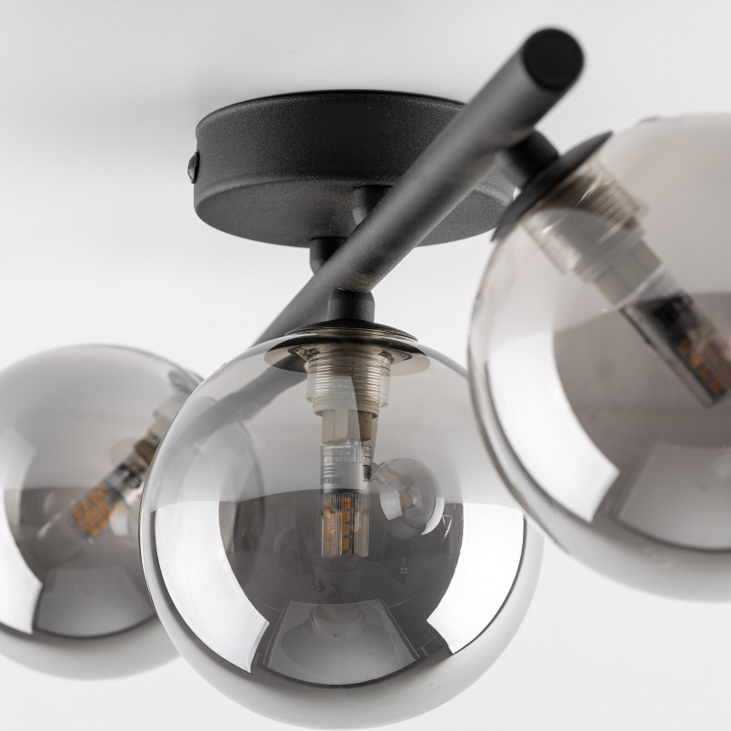 Plafon szklany Estera TK Lighting | 3 kule, grafit, lustrzany