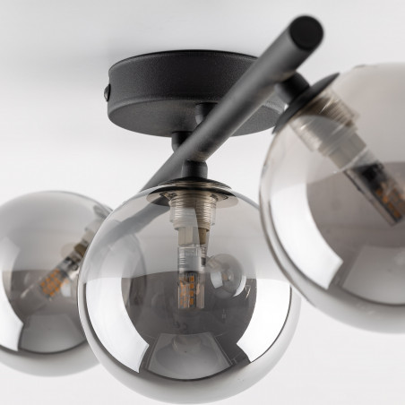 Plafon szklany Estera TK Lighting | 3 kule, grafit, lustrzany