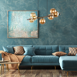 Lampa wisząca szklana 7 kul Estera 90cm bursztynowy / brąz TK Lighting