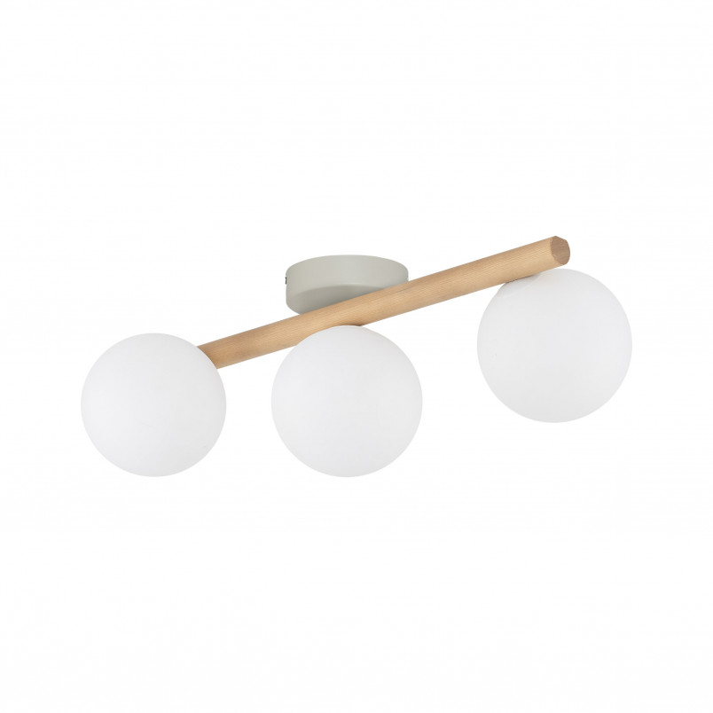 Plafon szklany Estera - 3 kule białe/sosna | TK Lighting