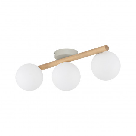 Plafon szklany Estera - 3 kule białe/sosna | TK Lighting