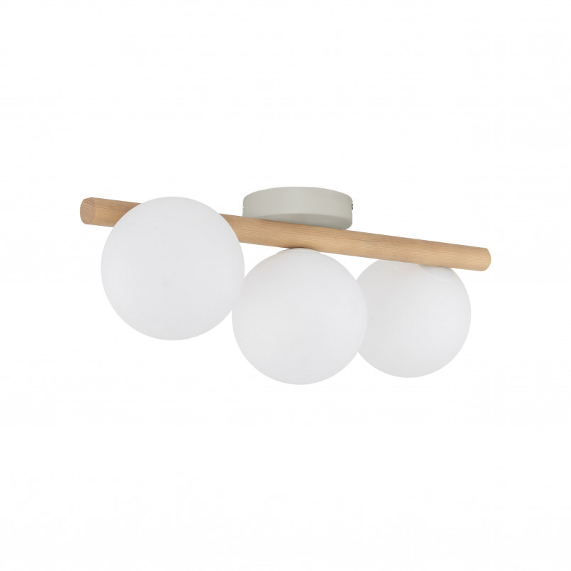 Plafon szklany Estera - 3 kule białe/sosna | TK Lighting