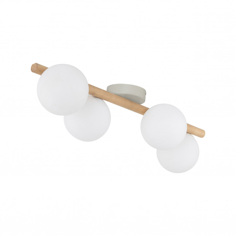 Plafon szklany 4 kule Estera biały/sosna TK Lighting | Skandynawski