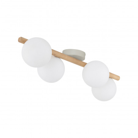 Plafon szklany 4 kule Estera biały/sosna TK Lighting | Skandynawski