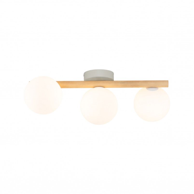 Plafon szklany Estera - 3 kule białe/sosna | TK Lighting