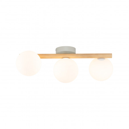 Plafon szklany Estera - 3 kule białe/sosna | TK Lighting