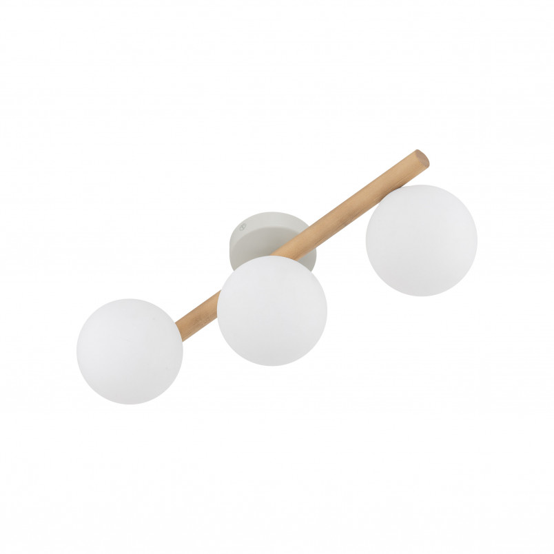 Plafon szklany Estera - 3 kule białe/sosna | TK Lighting