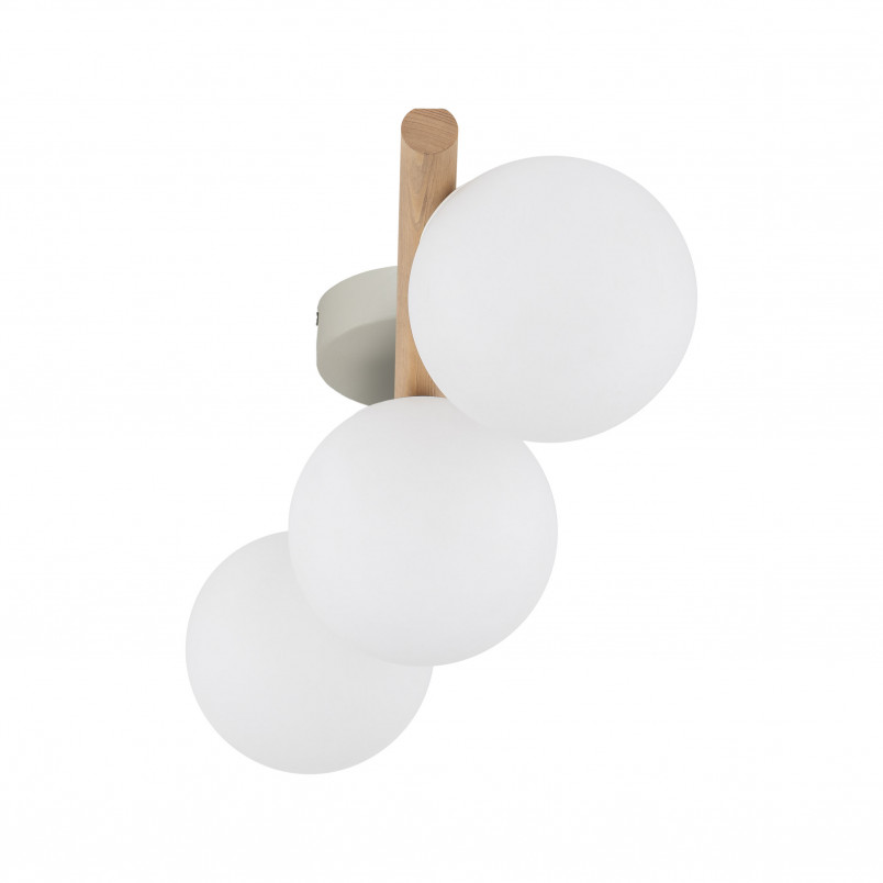 Plafon szklany Estera - 3 kule białe/sosna | TK Lighting