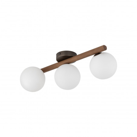 Plafon szklany 3 kule Estera biały/orzech TK Lighting | Skandynawski