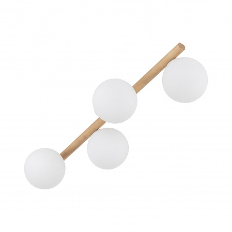 Plafon szklany 4 kule Estera biały/sosna TK Lighting | Skandynawski