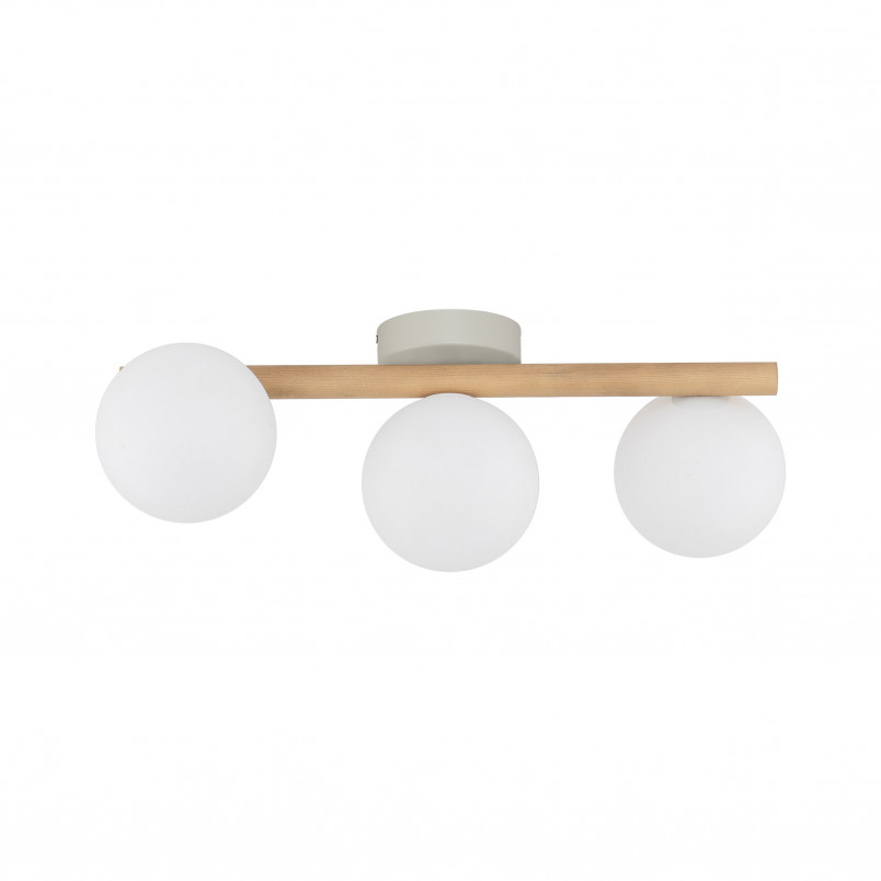 Plafon szklany Estera - 3 kule białe/sosna | TK Lighting